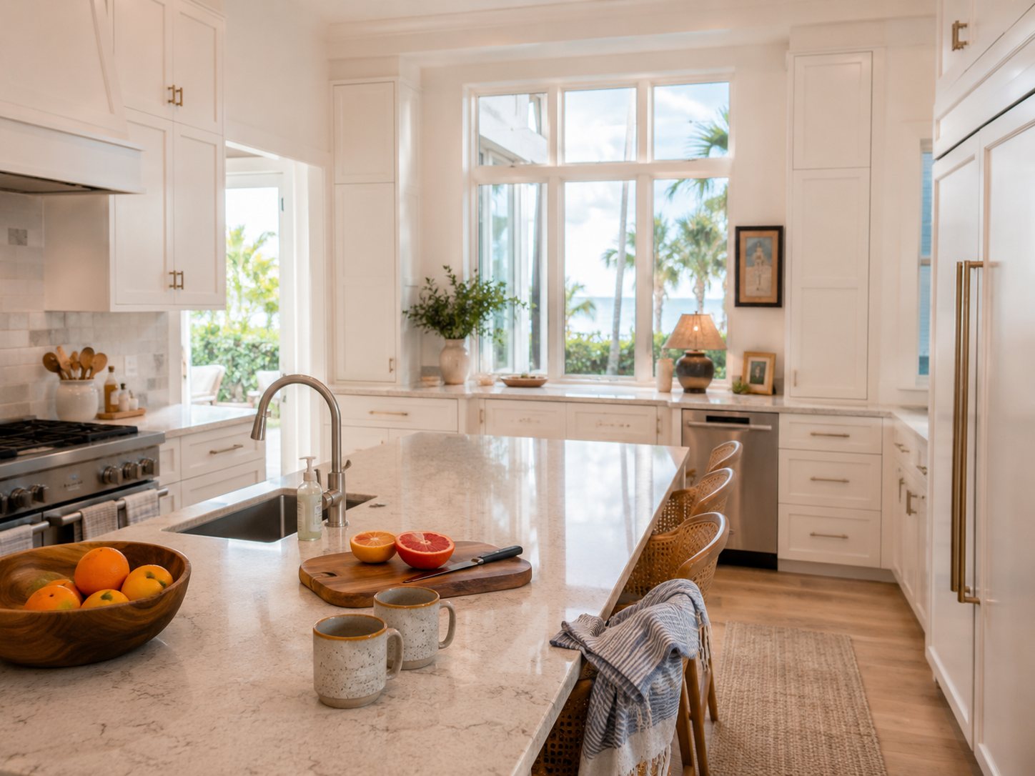 A clean, sunlit kitchen